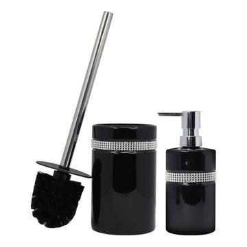 Diamante Stripe Soap Shampoo Dispenser & Toilet Brush Holder