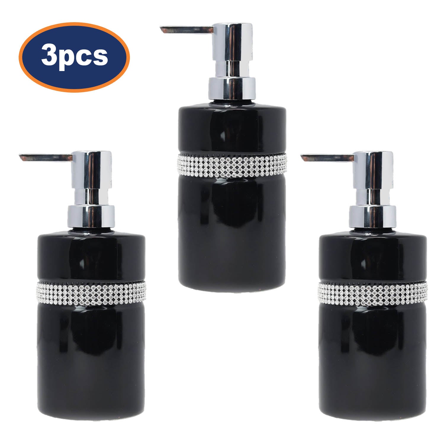 3Pcs Diamante Stripe Soap Dispenser