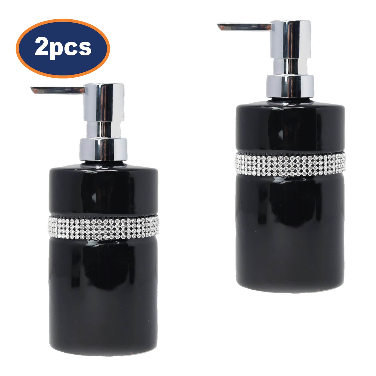 2Pcs Diamante Stripe Soap Dispenser