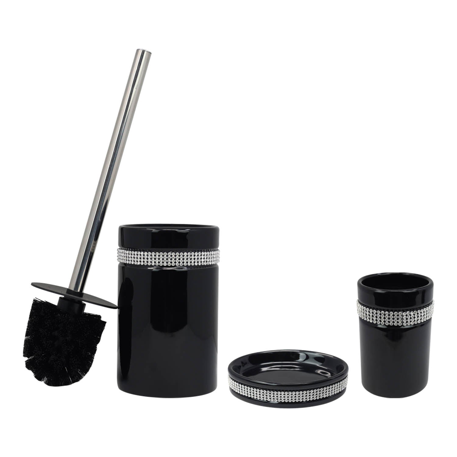 Diamante Stripe Toothbrush Holder & Soap Dish with Toilet Brush & Holder