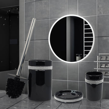 Diamante Stripe Toothbrush Holder & Soap Dish with Toilet Brush & Holder