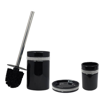 Diamante Stripe Toothbrush Holder & Soap Dish with Toilet Brush & Holder