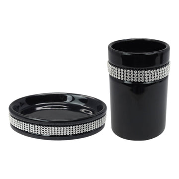 Diamante Stripe Toothbrush Holder  & Soap Dish