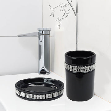 Diamante Stripe Toothbrush Holder  & Soap Dish