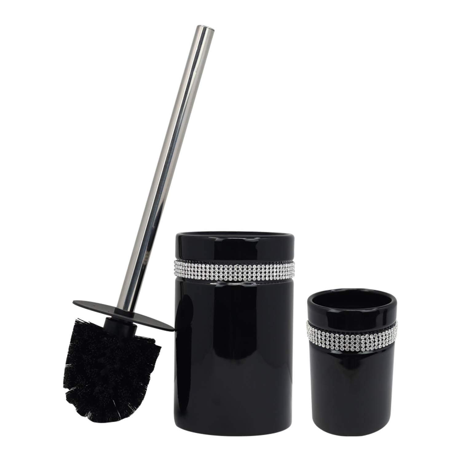 Diamante Stripe Toothbrush & Toilet Brush Holder