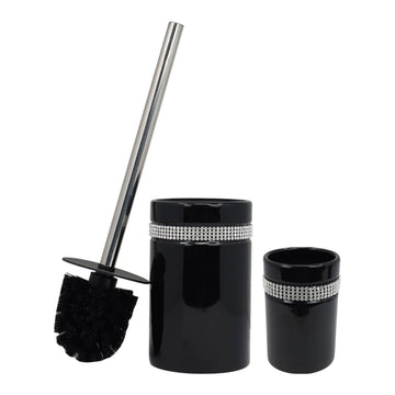 Diamante Stripe Toothbrush & Toilet Brush Holder