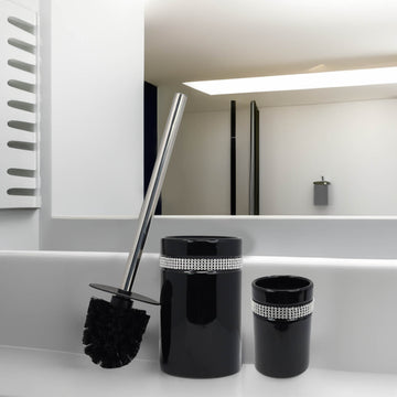 Diamante Stripe Toothbrush & Toilet Brush Holder