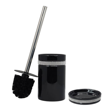 Diamante Soap Dish & Toilet Brush Holder with Bath Accessory