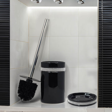 Diamante Soap Dish & Toilet Brush Holder with Bath Accessory