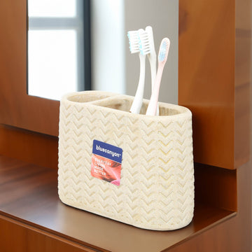 Krona Beige Resin Toothbrush & Toothpaste Tidy Holder Organiser