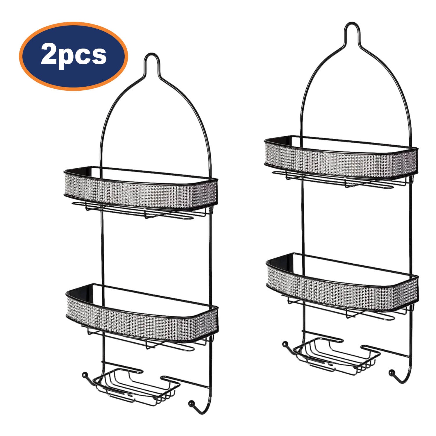 2Pcs Diamante 2 Tier Hanging Shower Caddy