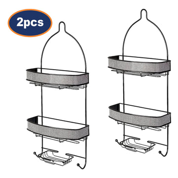 2Pcs Diamante 2 Tier Hanging Shower Caddy