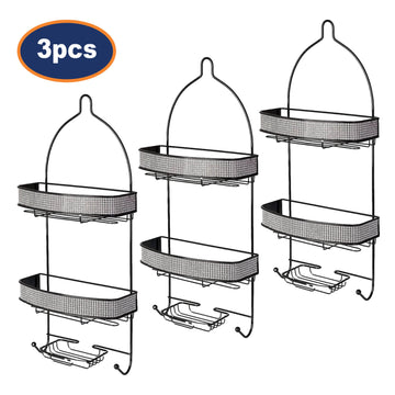 3Pcs Diamante 2 Tier Hanging Shower Caddy