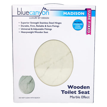 2Pcs Marble Effect Wooden Toilet Seat
