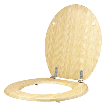 2Pcs Oak Effect Wooden Toilet Seat