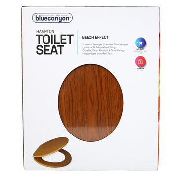 2Pcs Beech Effect Wooden Toilet Seat