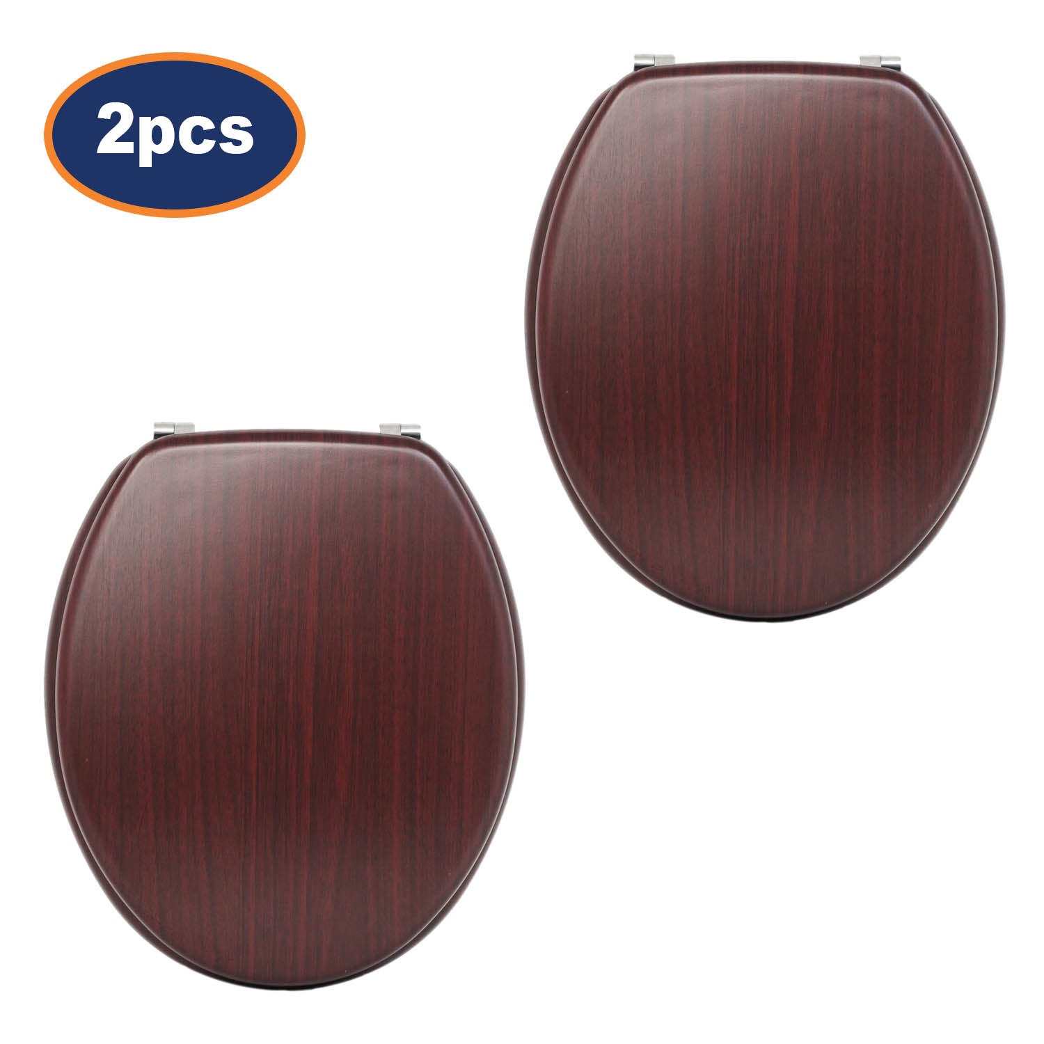 2Pcs Mahogany Effect Wooden Toilet Seat