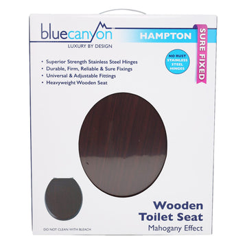 2Pcs Mahogany Effect Wooden Toilet Seat