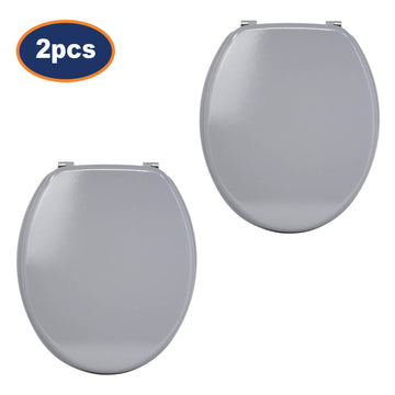 2Pcs Grey Non Slip Wooden Toilet Seat