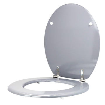 2Pcs Grey Non Slip Wooden Toilet Seat