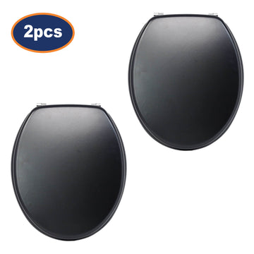 2Pcs Black Non Slip Wooden Toilet Seat