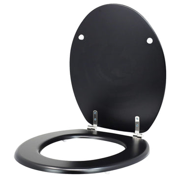 2Pcs Black Non Slip Wooden Toilet Seat