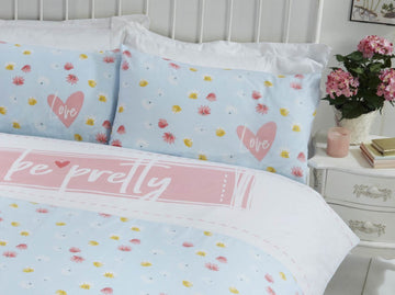 Be Pretty Duvet Cover Set, Single, Duck Egg Blue