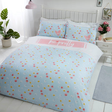 Be Pretty Duvet Cover Set, Single, Duck Egg Blue