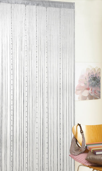 Beaded Gems String Curtains Silver Grey