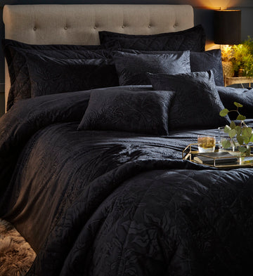 Luxury Embossed Velvet Duvet Cover Beaufort Black Double