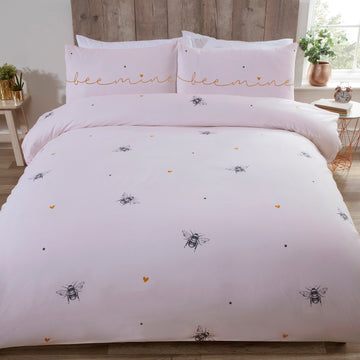 Bee Mine Duvet Cover Set, King, Blush Pink