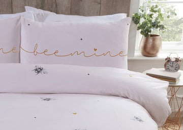 Bee Mine Duvet Cover Set, King, Blush Pink