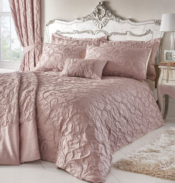 Blush Filled Boudoir Damask Jacquard Cushion 32x50cm Pink