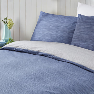 Bethan Striped Double Duvet Cover Set - Navy & Grey