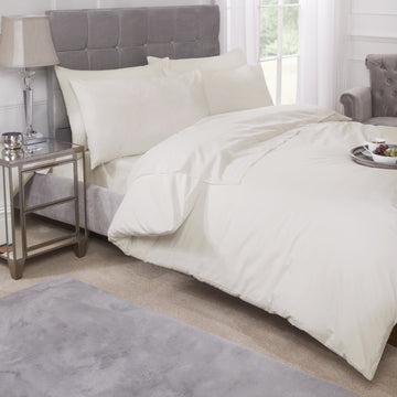 Percale Cotton Fitted Sheet Easy Care Non-Iron, Double, Cream