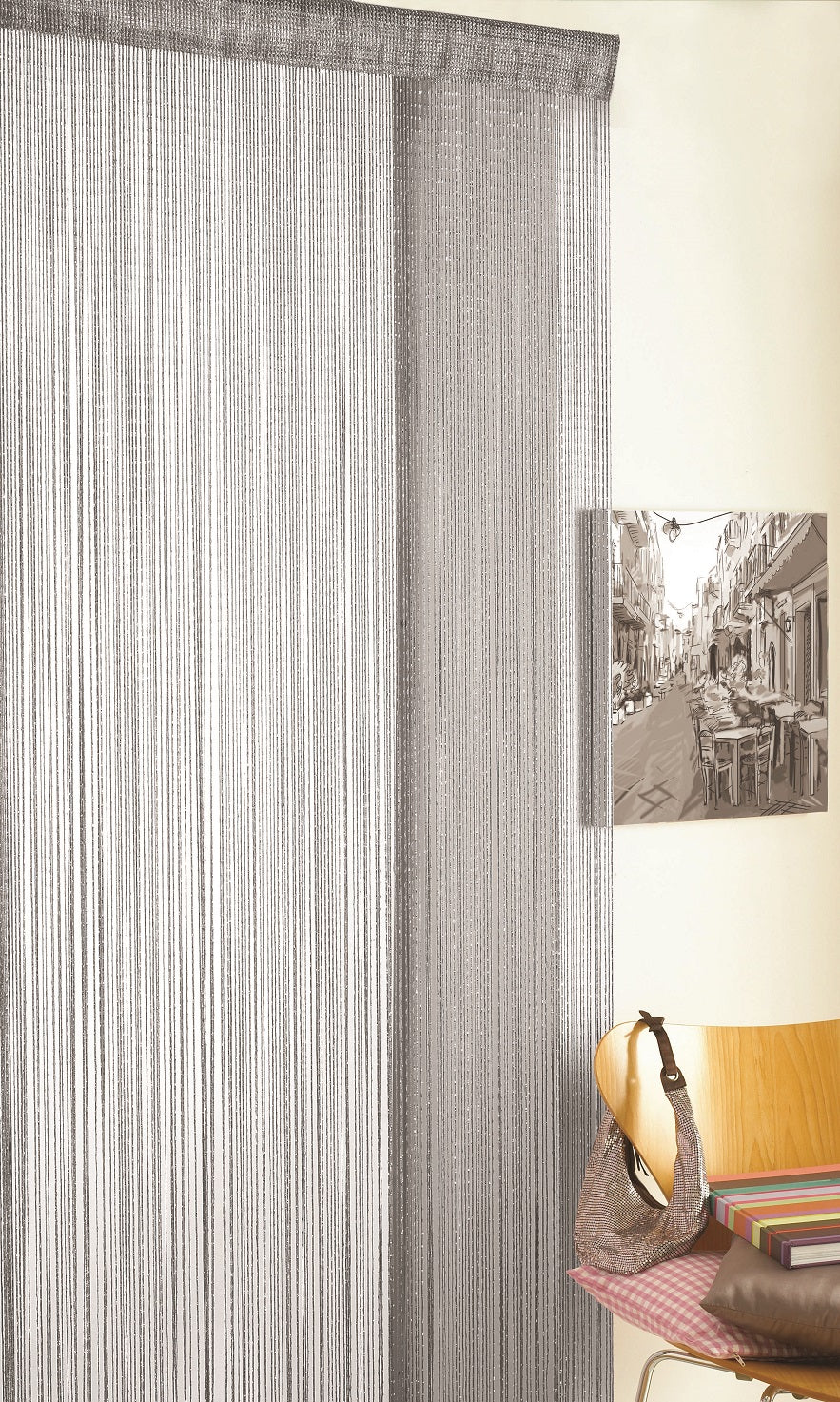 Glitter String Door Curtains Panel - Grey