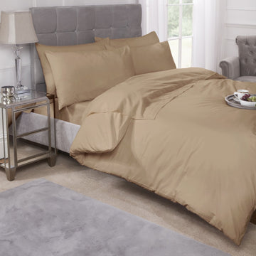 Percale Cotton Fitted Sheet Easy Care Non-Iron, Super King, Natural