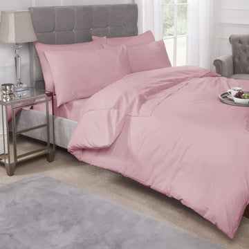 Percale Cotton Fitted Sheet Easy Care Non-Iron, Double, Pink Blush