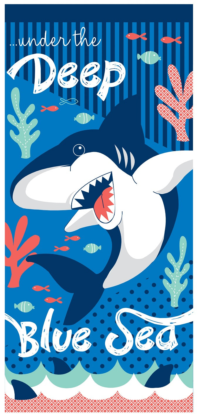 Shark Kids Beach Towel Blue
