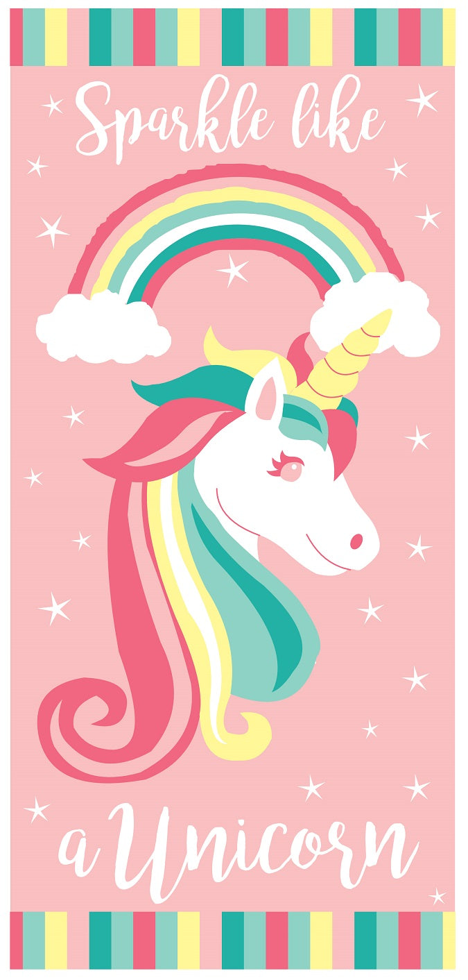 Unicorn Girls Beach Towel Pink