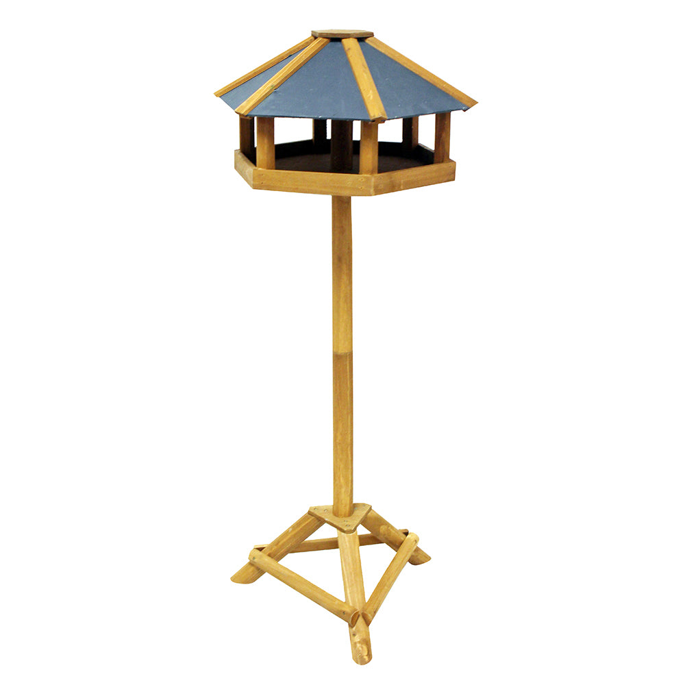 130cm Slate Effect Hexagon Wooden Bird Table Feeder