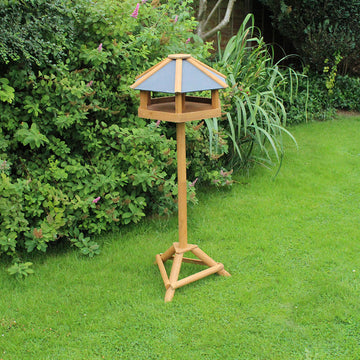 130cm Slate Effect Hexagon Wooden Bird Table Feeder
