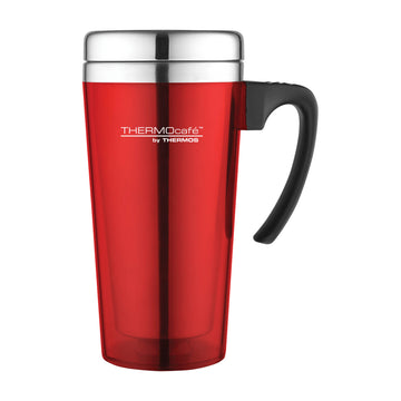 420ml Red Translucent Double Walled Hot And Cold Travel Mug