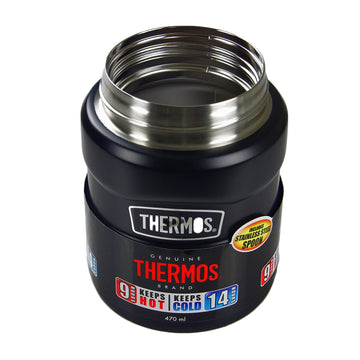Thermos 470ml Black Food Flask with Spoon