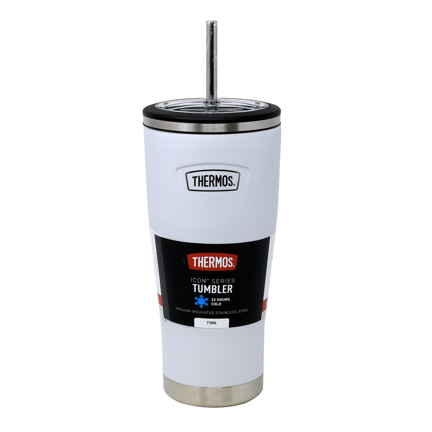 Thermos 710ml White Travel Tumbler With Stainless Steel Straw