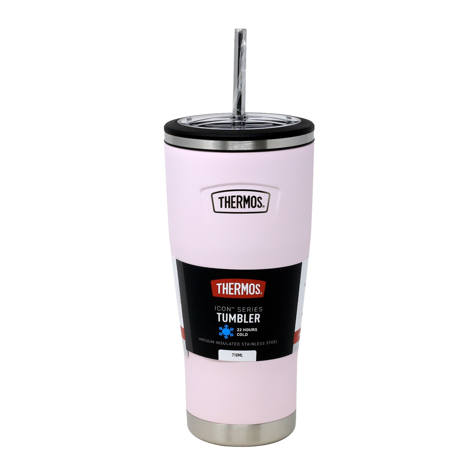 Thermos 710ml Pink Travel Tumbler With Stainless Steel Straw