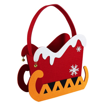 Santa Sleigh Red Felt Bag