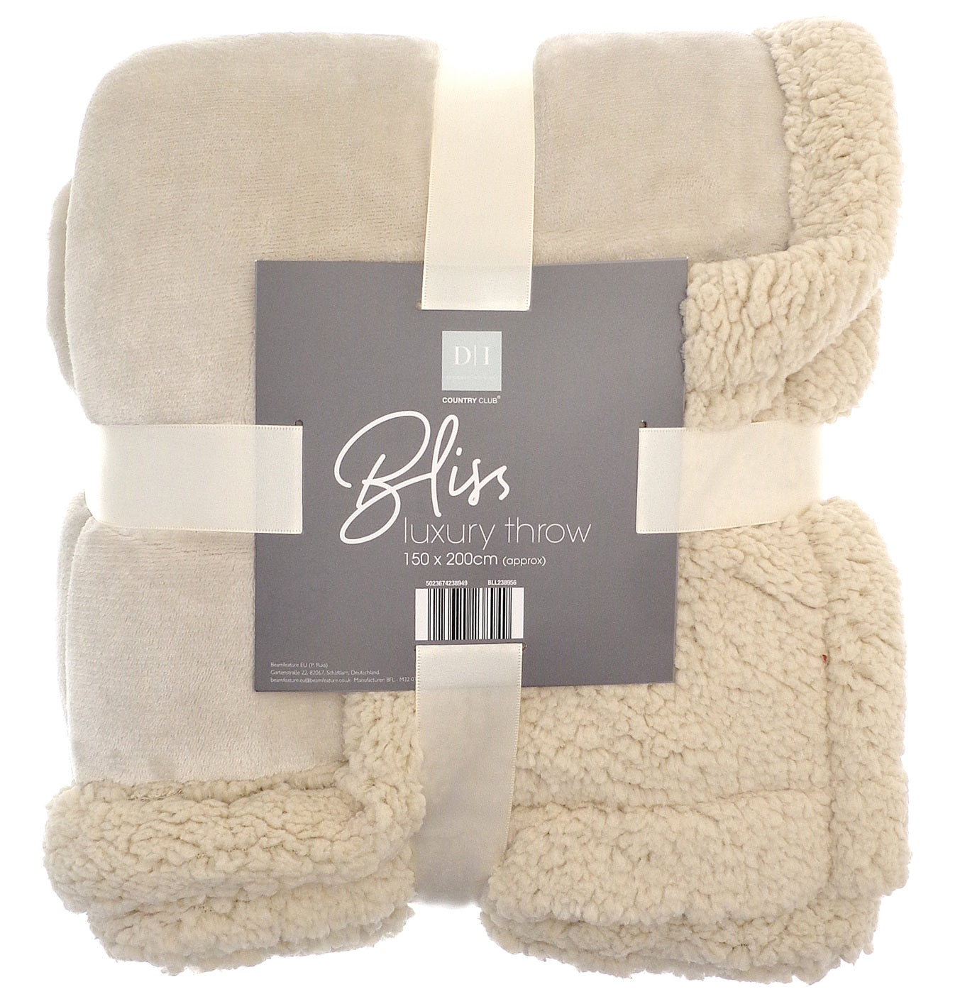 Flannel Sherpa Sofa Bed Throw, 150x200cm - Natural