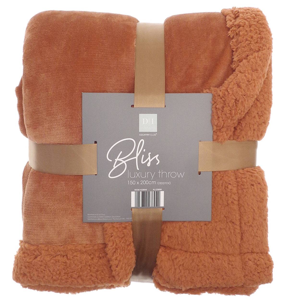 Flannel Sherpa Sofa Bed Throw, 150x200cm - Terracotta