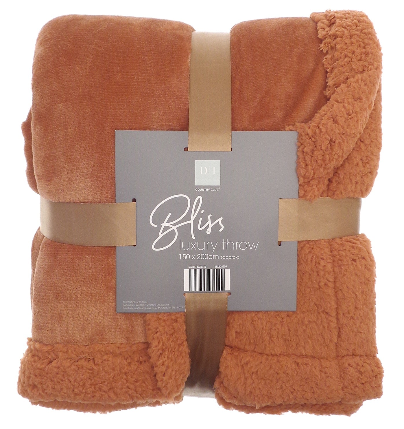 Flannel Sherpa Sofa Bed Throw, 150x200cm - Terracotta